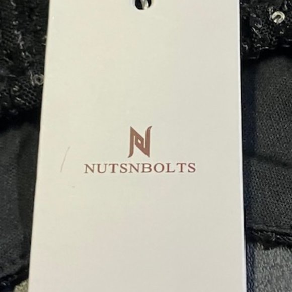 NutsnBolts Women's Black Sequined Spaghetti Strap Mini Cocktail Dress M NWT - Picture 3 of 10